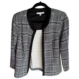 Studio One New York Jacket Black White Green Check Sz 12